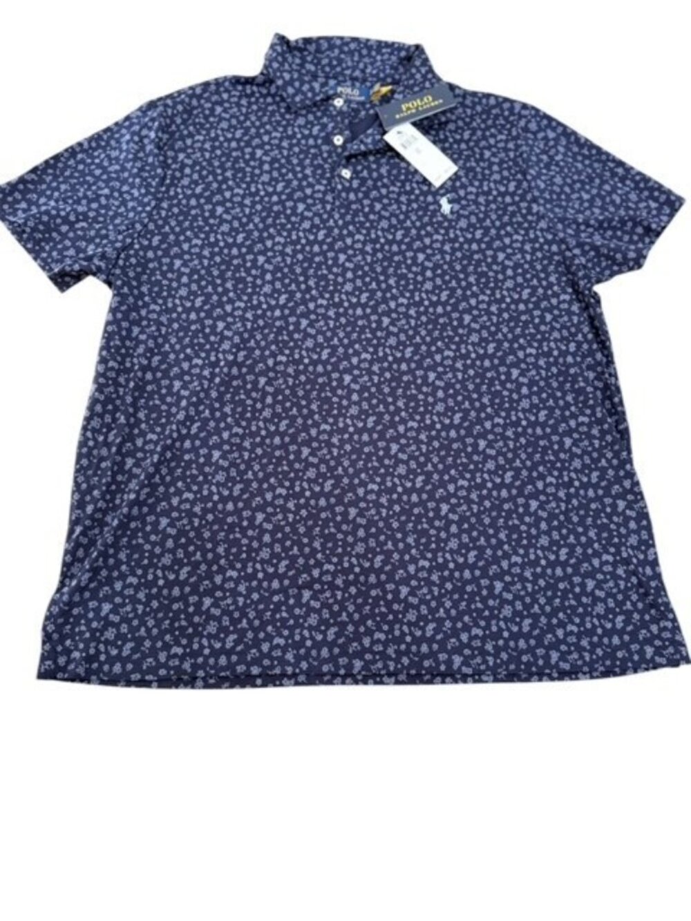 Polo Ralph Lauren Men XL Custom Slim Fit Navy Blue Floral Polo Shirt Classic NWT